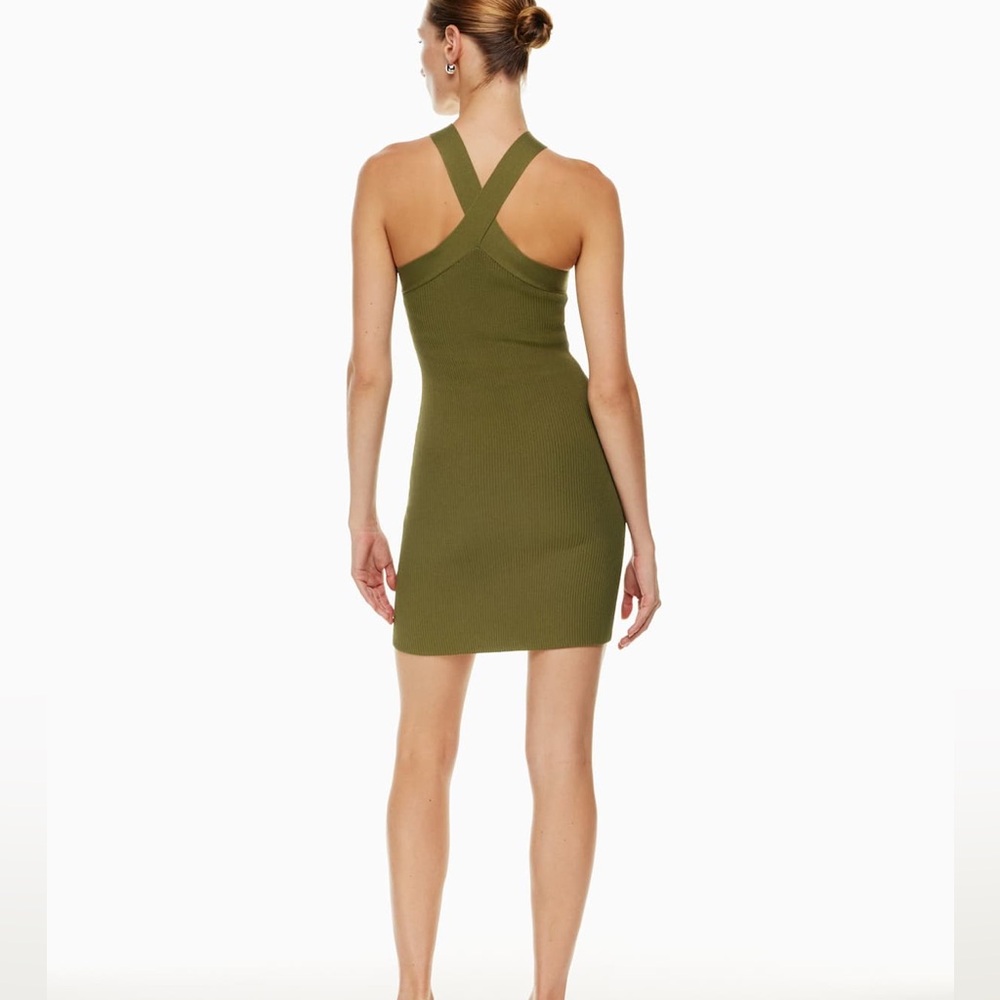 Aritzia Babaton Fem Green Sculpt Knit Criss Cross Ribbed Halter Dress Size 2XL - Picture 11 of 11